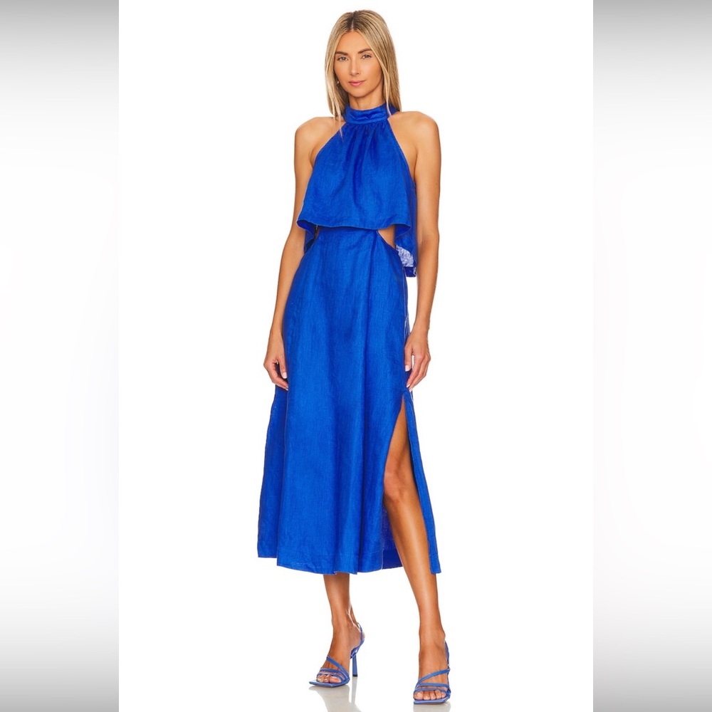 Revolve blue linen midi dress